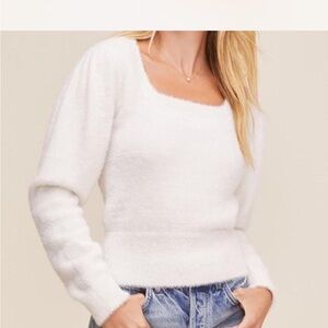Astr Women's White Scoop Neck Sweater